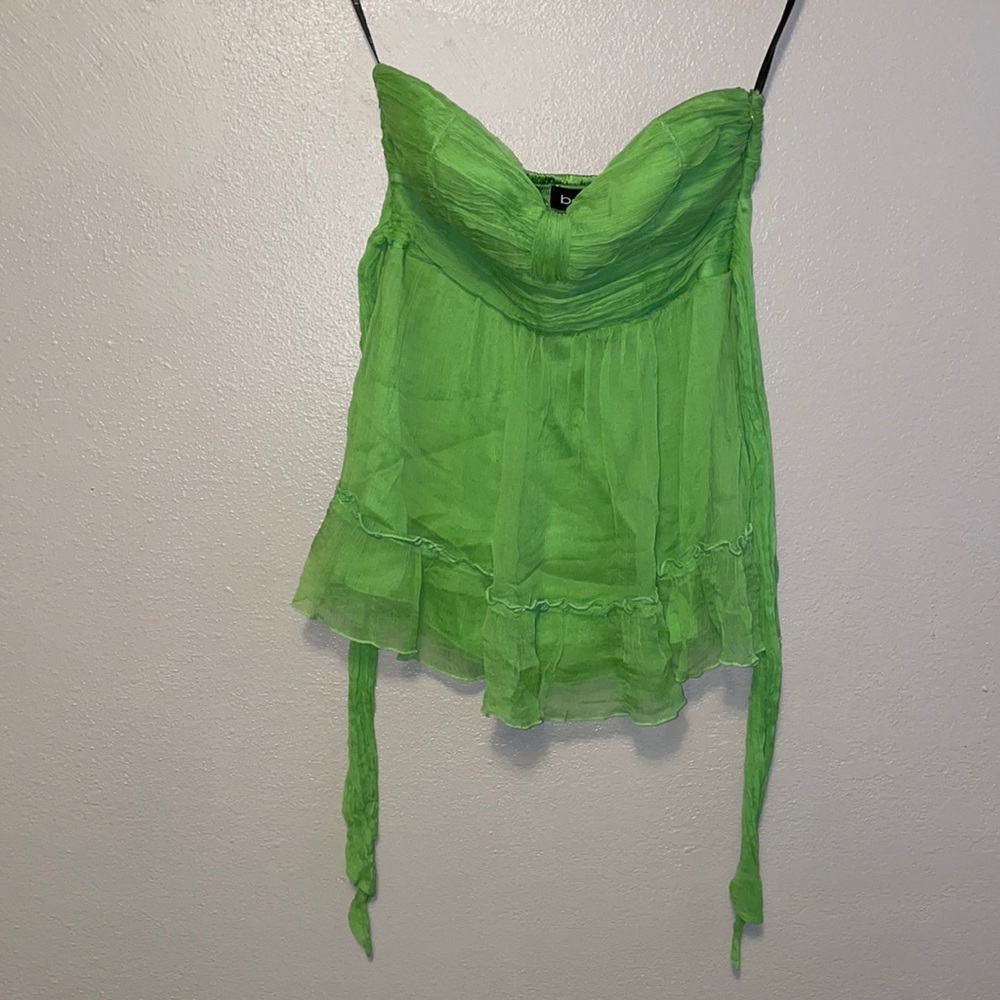 S lime green strapless bebe top